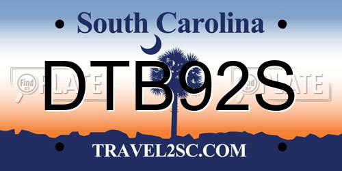 DTB92S South Carolina License Plate