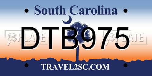 DTB975 South Carolina License Plate