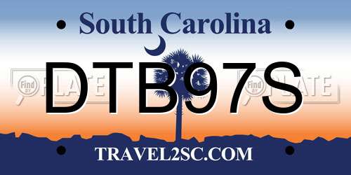 DTB97S South Carolina License Plate
