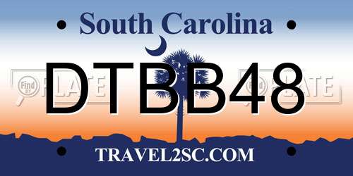 DTBB48 South Carolina License Plate