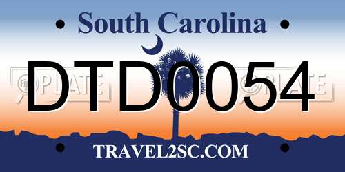 DTD0054 South Carolina License Plate