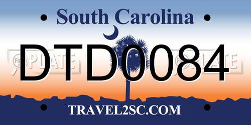 DTD0084 South Carolina License Plate