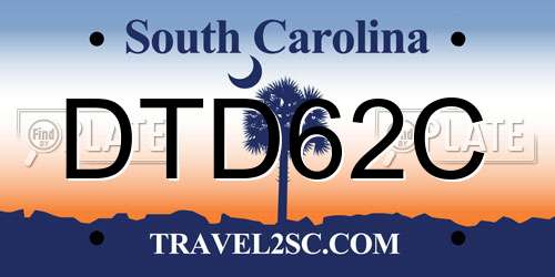 DTD62C South Carolina License Plate