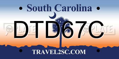 DTD67C South Carolina License Plate