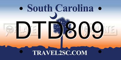 DTD809 South Carolina License Plate
