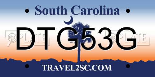 DTG53G South Carolina License Plate