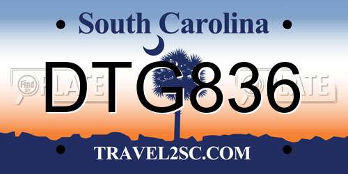 DTG836 South Carolina License Plate