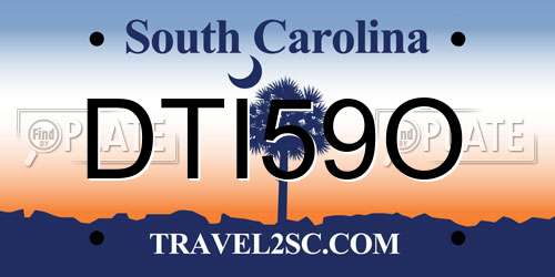 DTI59O South Carolina License Plate