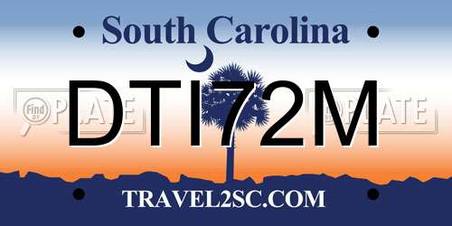 DTI72M South Carolina License Plate