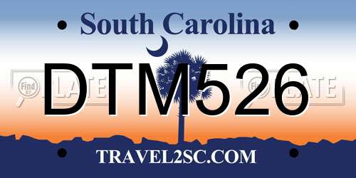 DTM526 South Carolina License Plate