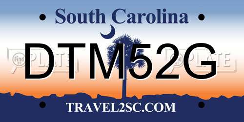 DTM52G South Carolina License Plate