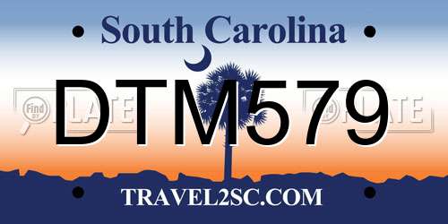 DTM579 South Carolina License Plate