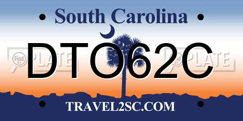 DTO62C South Carolina License Plate