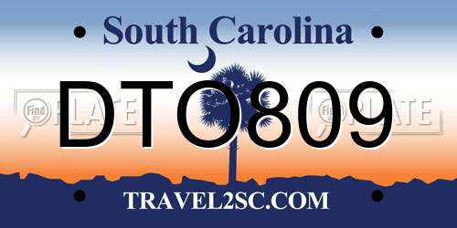 DTO809 South Carolina License Plate