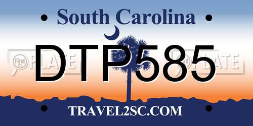 DTP585 South Carolina License Plate