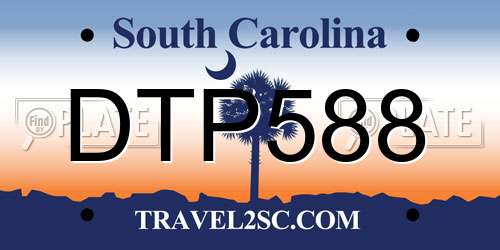 DTP588 South Carolina License Plate