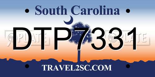 DTP7331 South Carolina License Plate