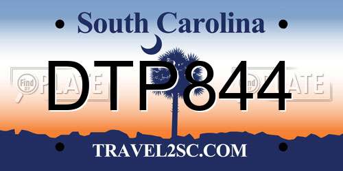 DTP844 South Carolina License Plate