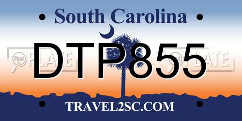 DTP855 South Carolina License Plate