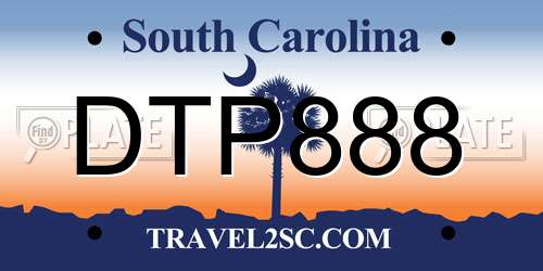 DTP888 South Carolina License Plate