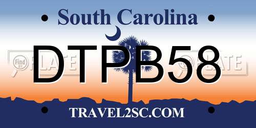 DTPB58 South Carolina License Plate
