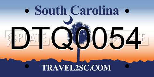 DTQ0054 South Carolina License Plate