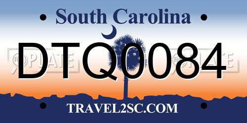 DTQ0084 South Carolina License Plate