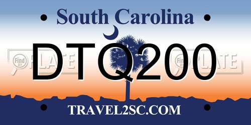 DTQ200 South Carolina License Plate