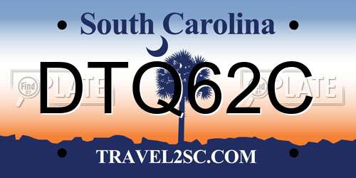 DTQ62C South Carolina License Plate