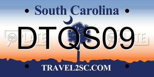 DTQS09 South Carolina License Plate