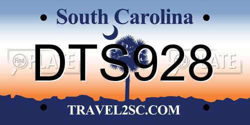 DTS928 South Carolina License Plate