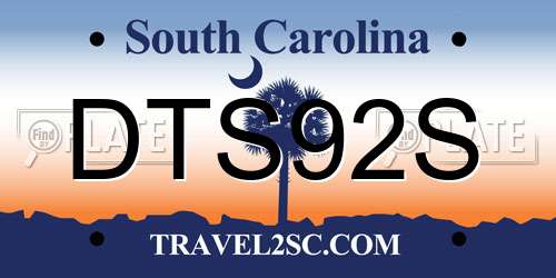 DTS92S South Carolina License Plate