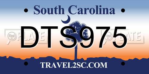 DTS975 South Carolina License Plate