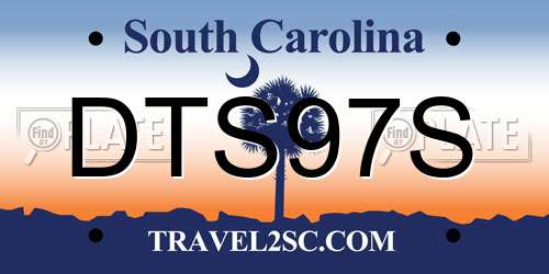 DTS97S South Carolina License Plate