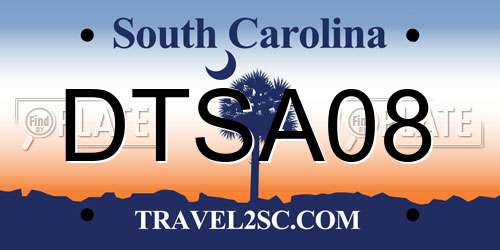 DTSA08 South Carolina License Plate