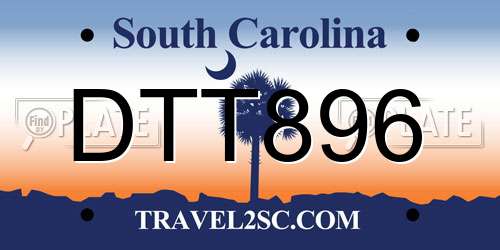 DTT896 South Carolina License Plate
