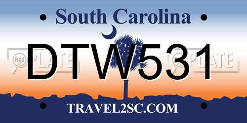 DTW531 South Carolina License Plate
