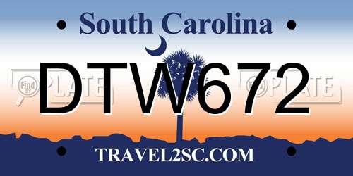 DTW672 South Carolina License Plate
