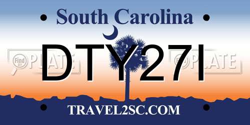 DTY27I South Carolina License Plate