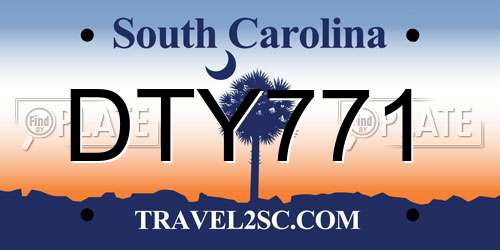 DTY771 South Carolina License Plate