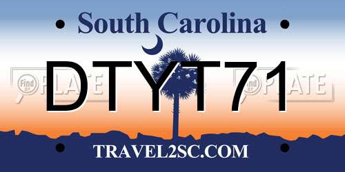 DTYT71 South Carolina License Plate
