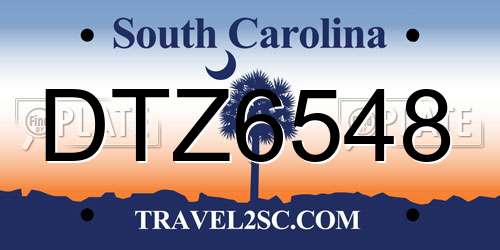 DTZ6548 South Carolina License Plate