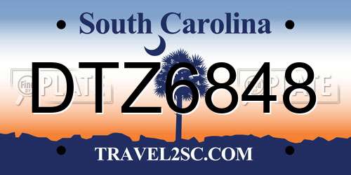 DTZ6848 South Carolina License Plate