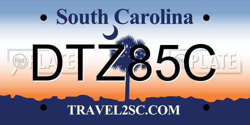 DTZ85C South Carolina License Plate