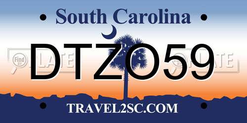 DTZO59 South Carolina License Plate