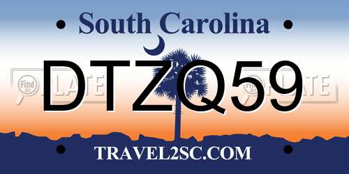 DTZQ59 South Carolina License Plate