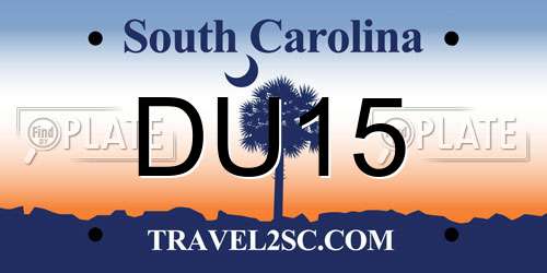 DU15 South Carolina License Plate