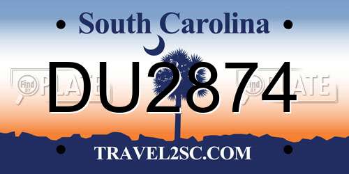 DU2874 South Carolina License Plate