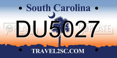DU5027 South Carolina License Plate