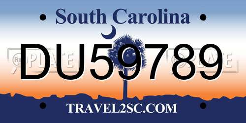 DU59789 South Carolina License Plate